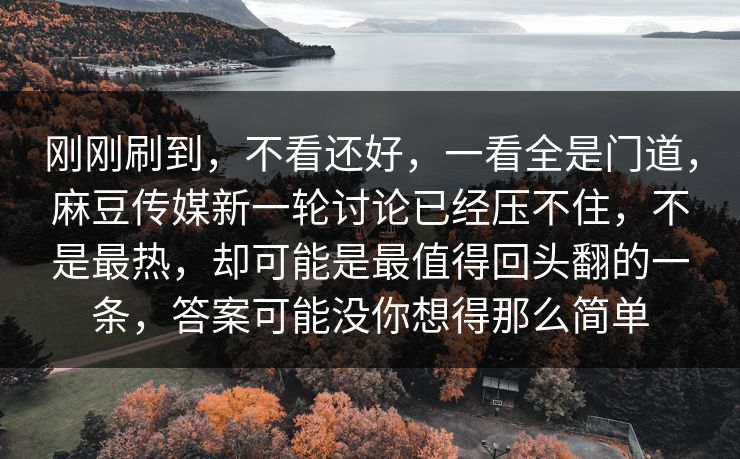 刚刚刷到，不看还好，一看全是门道，麻豆传媒新一轮讨论已经压不住，不是最热，却可能是最值得回头翻的一条，答案可能没你想得那么简单
