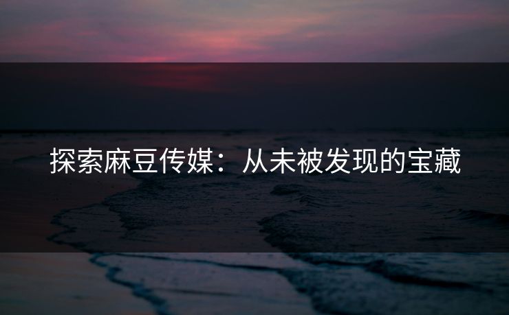 探索麻豆传媒：从未被发现的宝藏