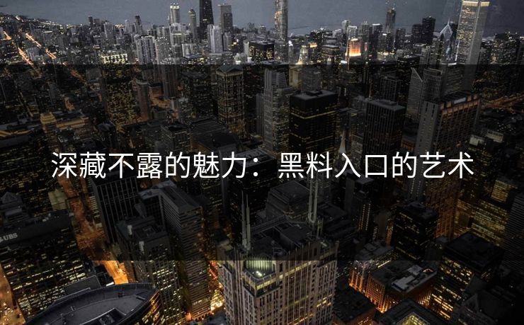 深藏不露的魅力:黑料入口的艺术 深藏不露的魅力:黑料入口的艺术